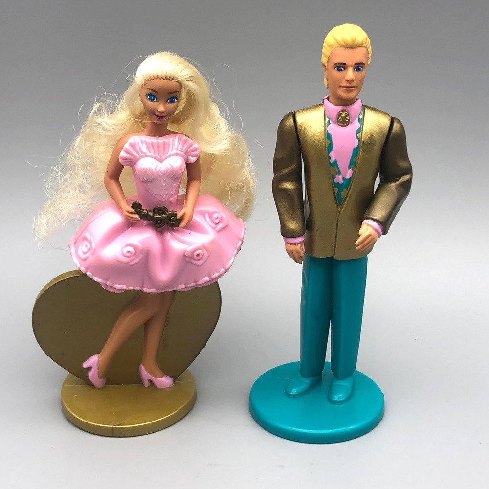 Vtg 1994 Barbie & Ken McDonalds Happy Meal Toy Figurine Set of 2 Locket Surprise